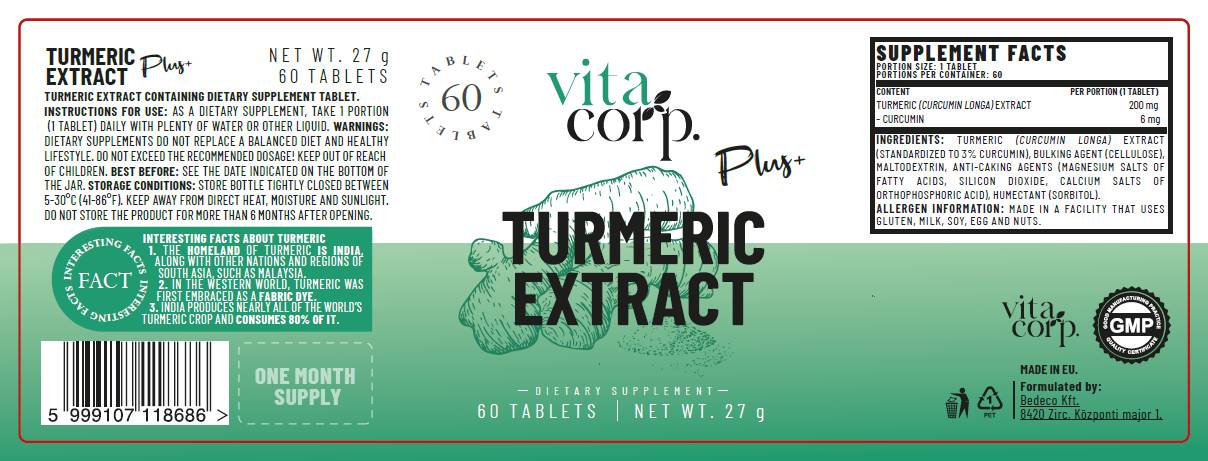 Kurkuma extrakt 200 mg - 60 tabliet