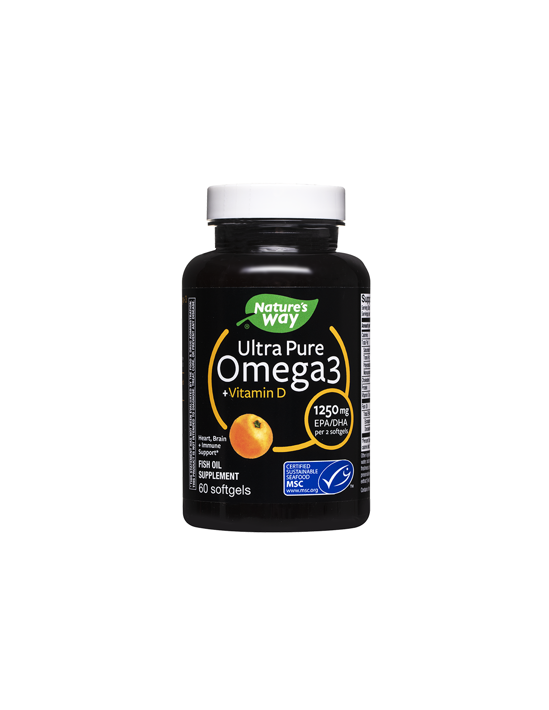 Ultra čistý omega-3 + vitamín D3- Ultra Pure Omega-3 1250 mg + vitamín D3 1000 IU, 60 Softgel Capsules Príroda