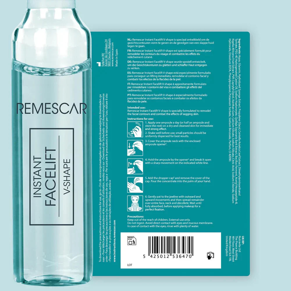 Remesacar Ampoules na okamžité zdvíhanie a obrys tváre v tvare V