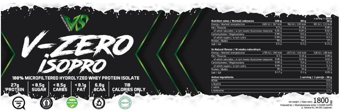 V-Zero ISO PRO | Srvátkový proteínový izolát - 1800 gramov