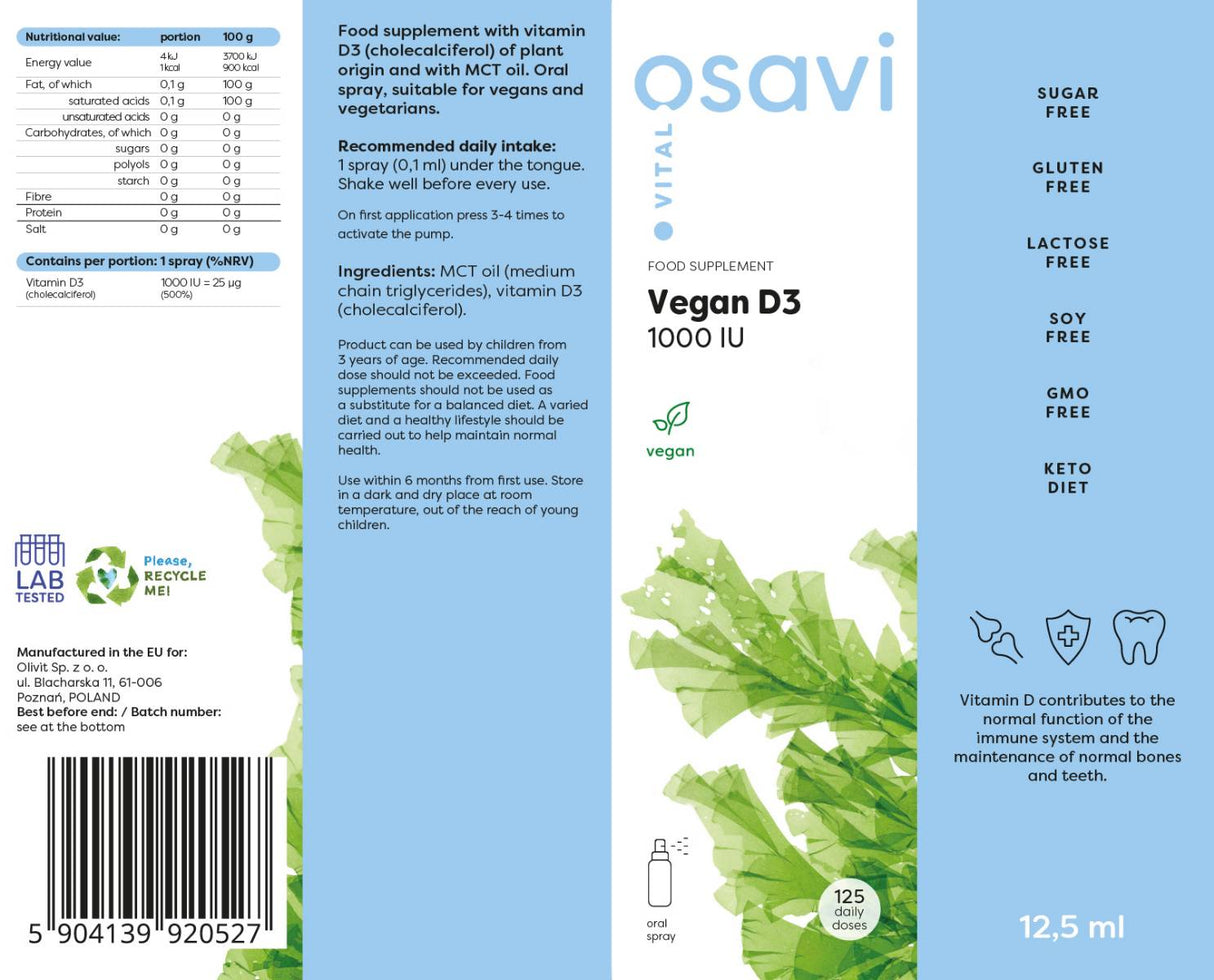Vegan D3 1000 IU | Perorálny sprej - 12,5 ml