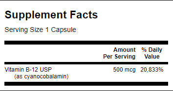 Vitamín B -12 500 mcg - 100 kapsúl
