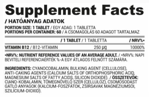 Vitamín B12 250 mcg | Cyancobalamín 60 tablety