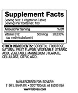 Vitamín B12 500 Metylcobalamín Rýchly rozpustený / 100 kariet