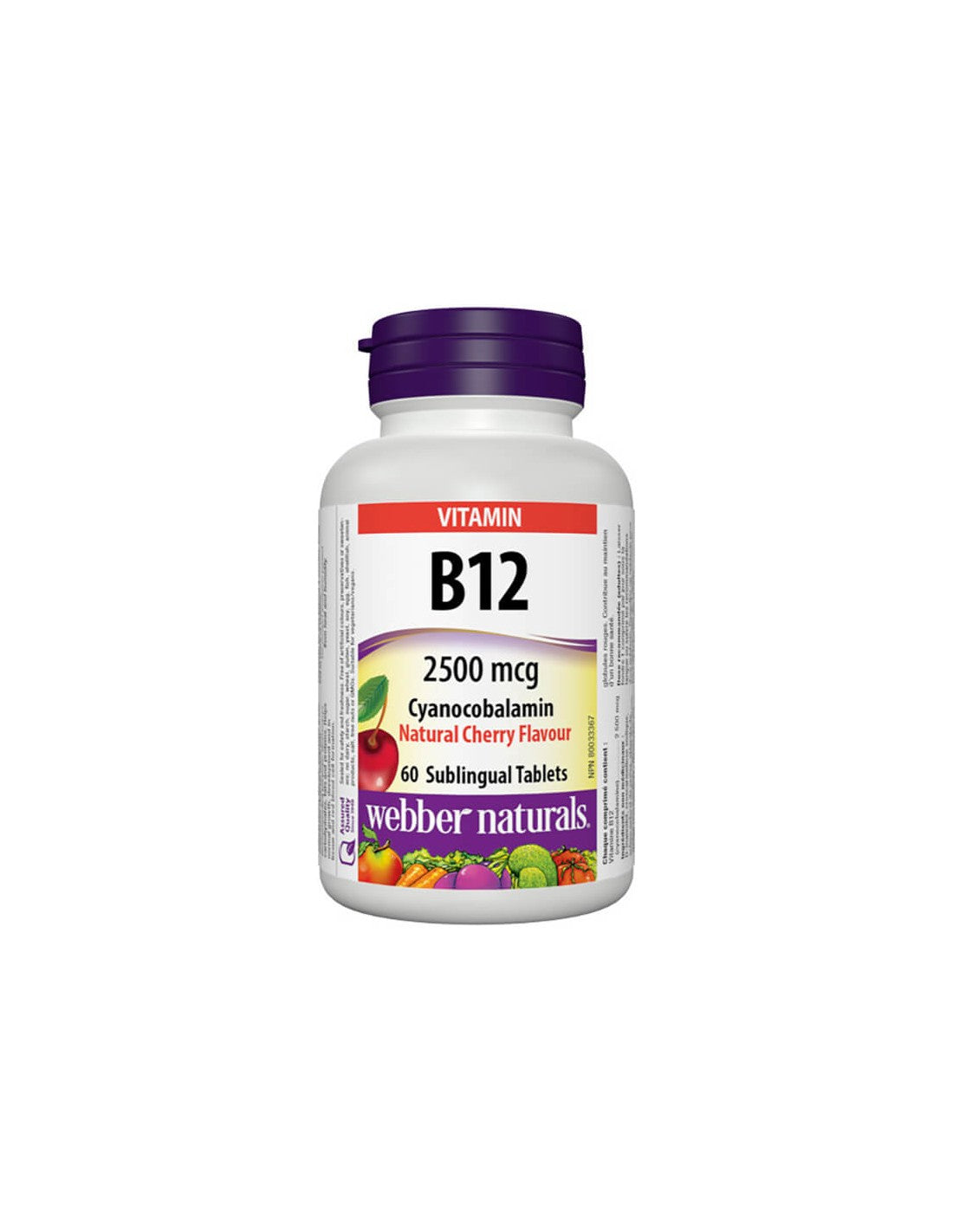 Vitamín B12 Kyanokobalamín - Vitamín B12 (kyanokobalamín) 2500 µg, 60 sublingválnych tabliet <tc>Webber Naturals</tc>