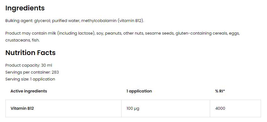 Vitamín B12 metylkobalamín 100 mcg sprej 30 ml
