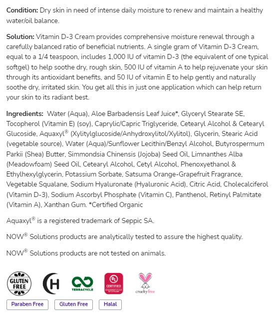 Vitamín D-3 krém 1000 iu na gram Paraben zadarmo - 118 ml