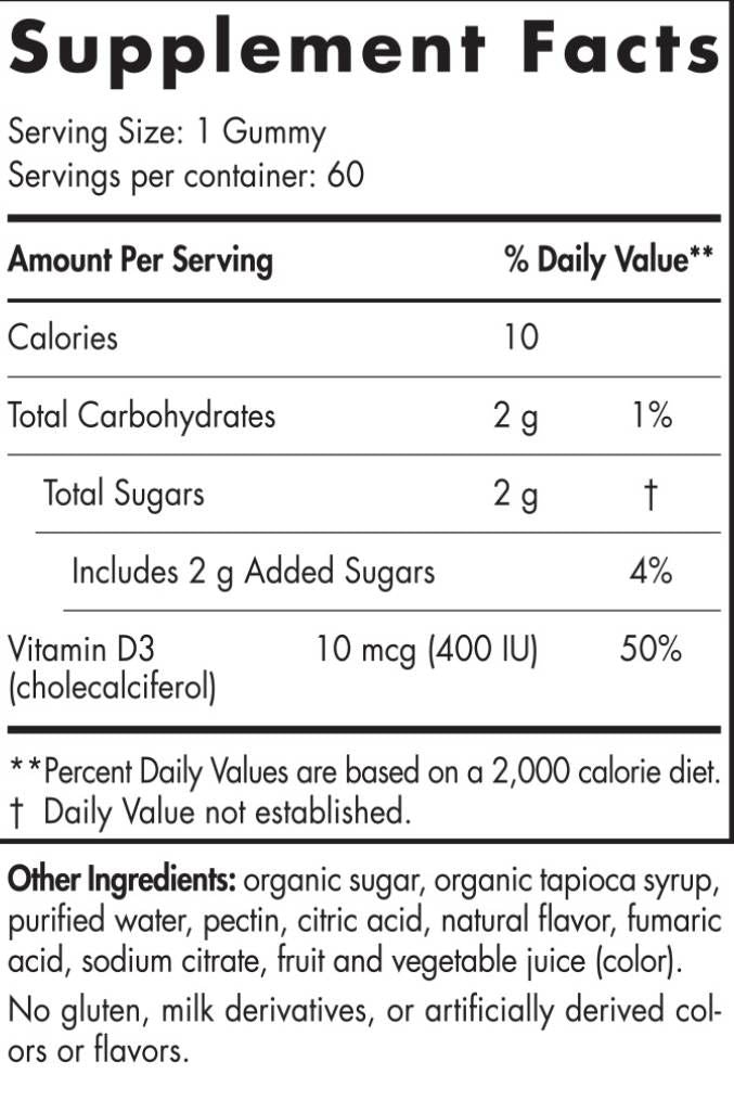 Vitamín D3 Gummies Kids 400 IU - 60 Gummies