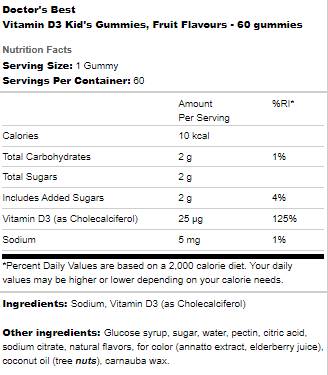 Vitamín D3 Kid's Gummies - 60 Gummies