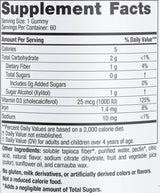Vitamín D3 nula cukor 1000 IU - 60 Gummies