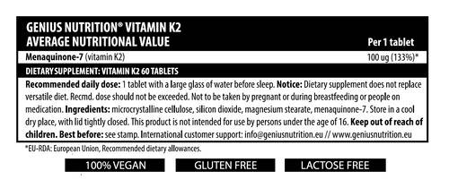 Vitamín K2 100 mcg - 60 tabliet