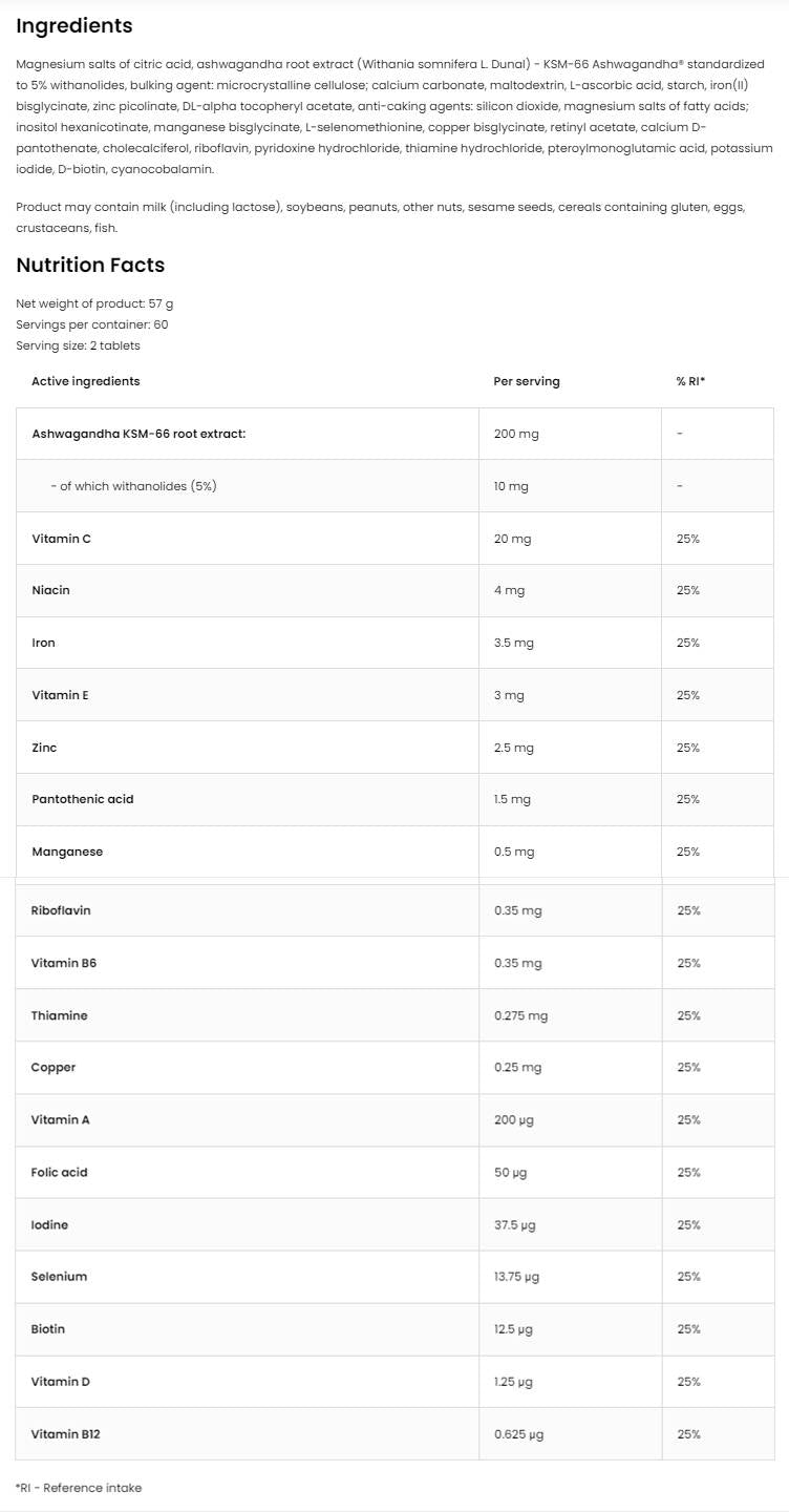 Vitandmin + Ashwagandha | Multivitamínové vzorec + tablety KSM-66® 120