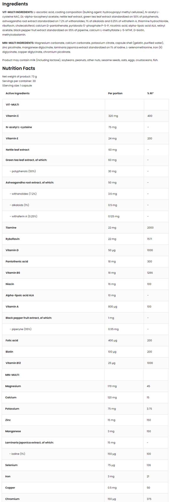 Vitandmin Sport / Vit-Multi a Min-Multi Formula 2 x 30 kapsuly