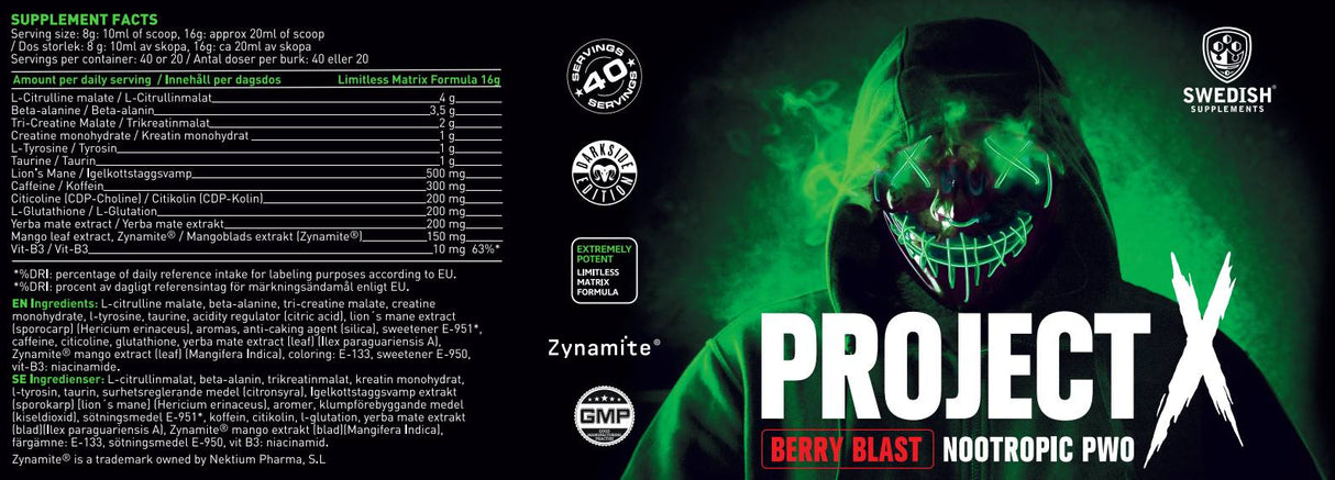 Projekt x 2.0 | Pokročilé nootropické predbežné cvičenie - 330 gramov