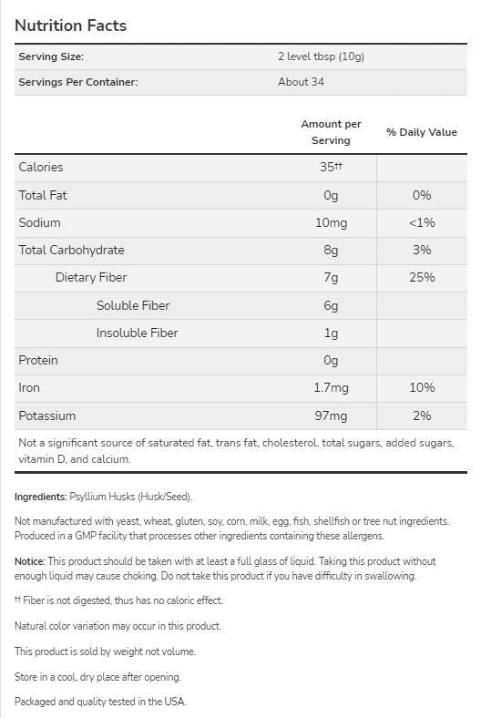 Celý prášok Psyllium Nubs - 340 gramov