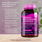 Multivitamíny žien s biotínom a kyselinou hyalurónovou 180 vegánskymi tabletami
