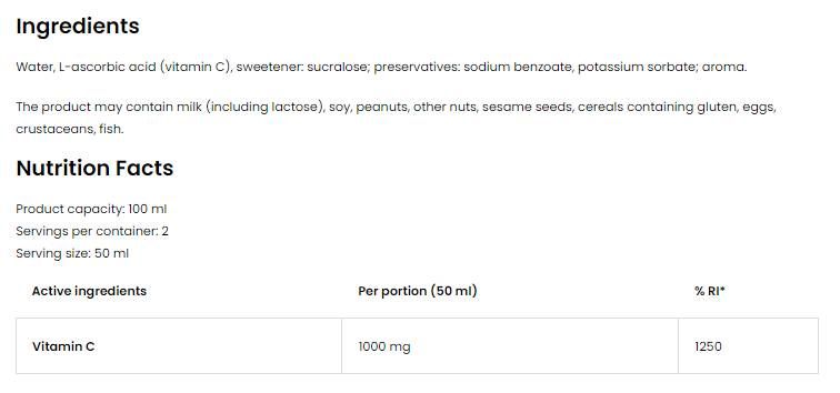 Vitamín C 2000 Shot - 20 x 100 ml
