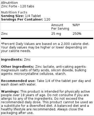 Zinok Forte | Laktát zinku 25 mg - 120 tabliet