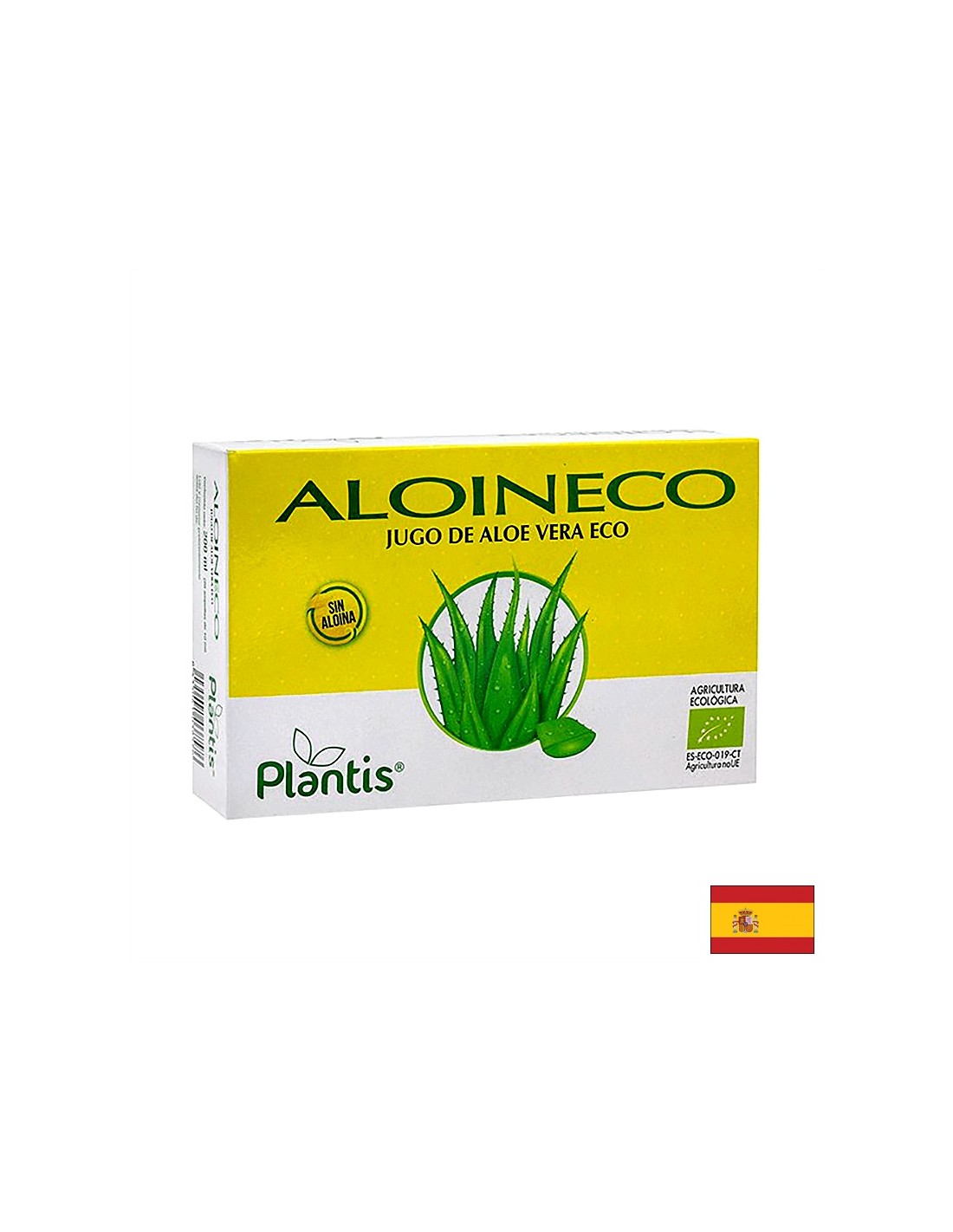 Organic Aloe Vera Juice (bez aloin) - Aloin Eco Zumo de Aloe Vera Eco / Sin Aloina / Plantis®, 20 Ampoules