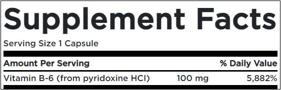 Vitamín B6 100 mg / pyridoxín - 100 kapsúl
