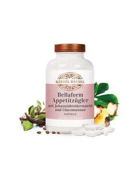 Bellaform Appetitzügler mit Johannisbrotkernmehl und Glucomannan/ Glucomannan with carob, 180 capsules Bärbel Drexel - Nutra Best Europe
