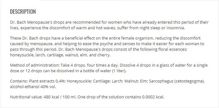 Bach kvapky menopauzy - 50 ml