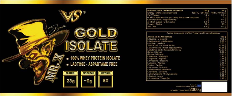 Pán X Gold Izolát Srvátkový proteínový izolát - 2000 gramov