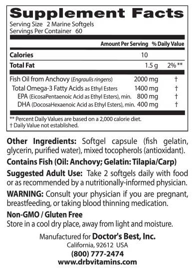 Najlepšie omega 3 rybí olej 1000 mg / purifikované a čisté - 120 gélových kapsúl