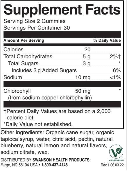 Chlorofyl detox gummies | Čučoriedka - 60 žuvateľných tabliet