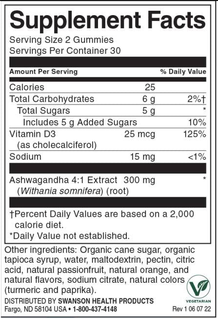 Ashwagandha Gummies s vitamínom D | Passion Fruit Orange 60 Žuvateľný tablety