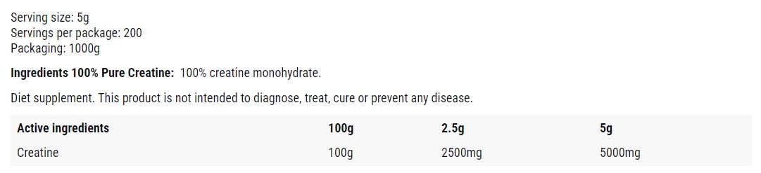 Kreatínový monohydrát prášok - 1 000 gramov