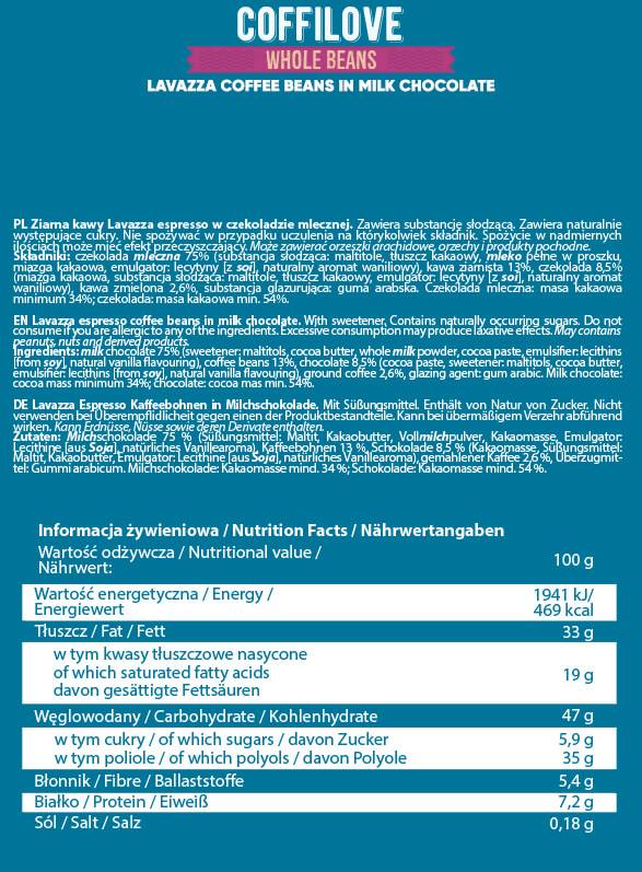 Kvakatý | Kávové zrná z celej Arabica v mliečnej čokoláde - 300 gramov