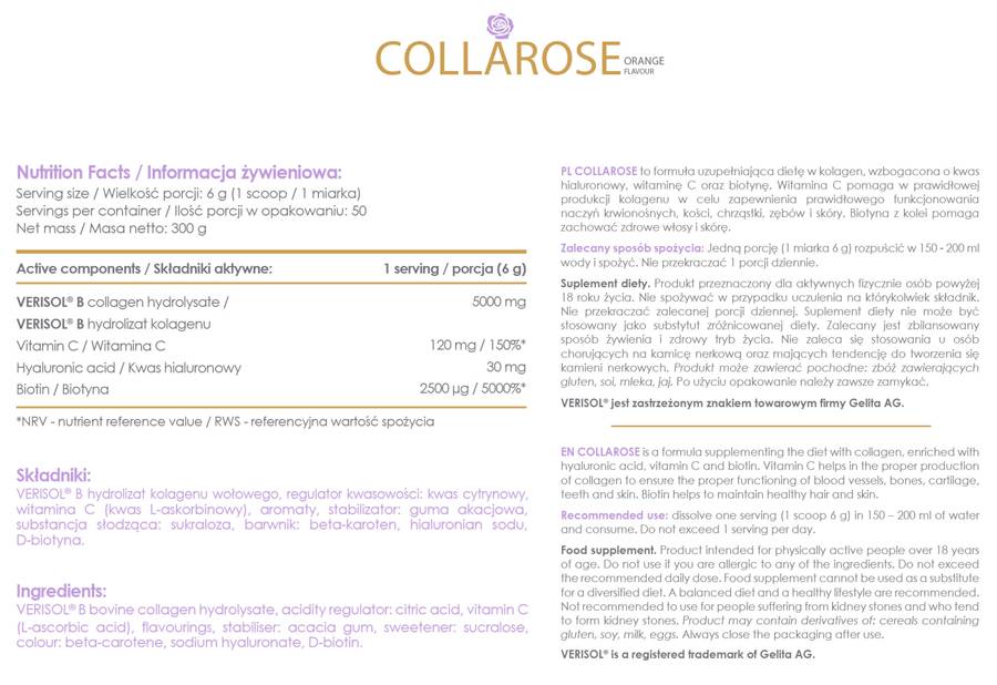 Alldeynn | Collarose - kolagén s kyselinou hyalurónovou - 300 gramov