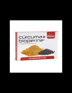 Turmeric + bioperine (with vitamins B2 and C & zinc) - Cúrcuma + bioperine Plantis®, 60 capsules - Nutra Best Europe