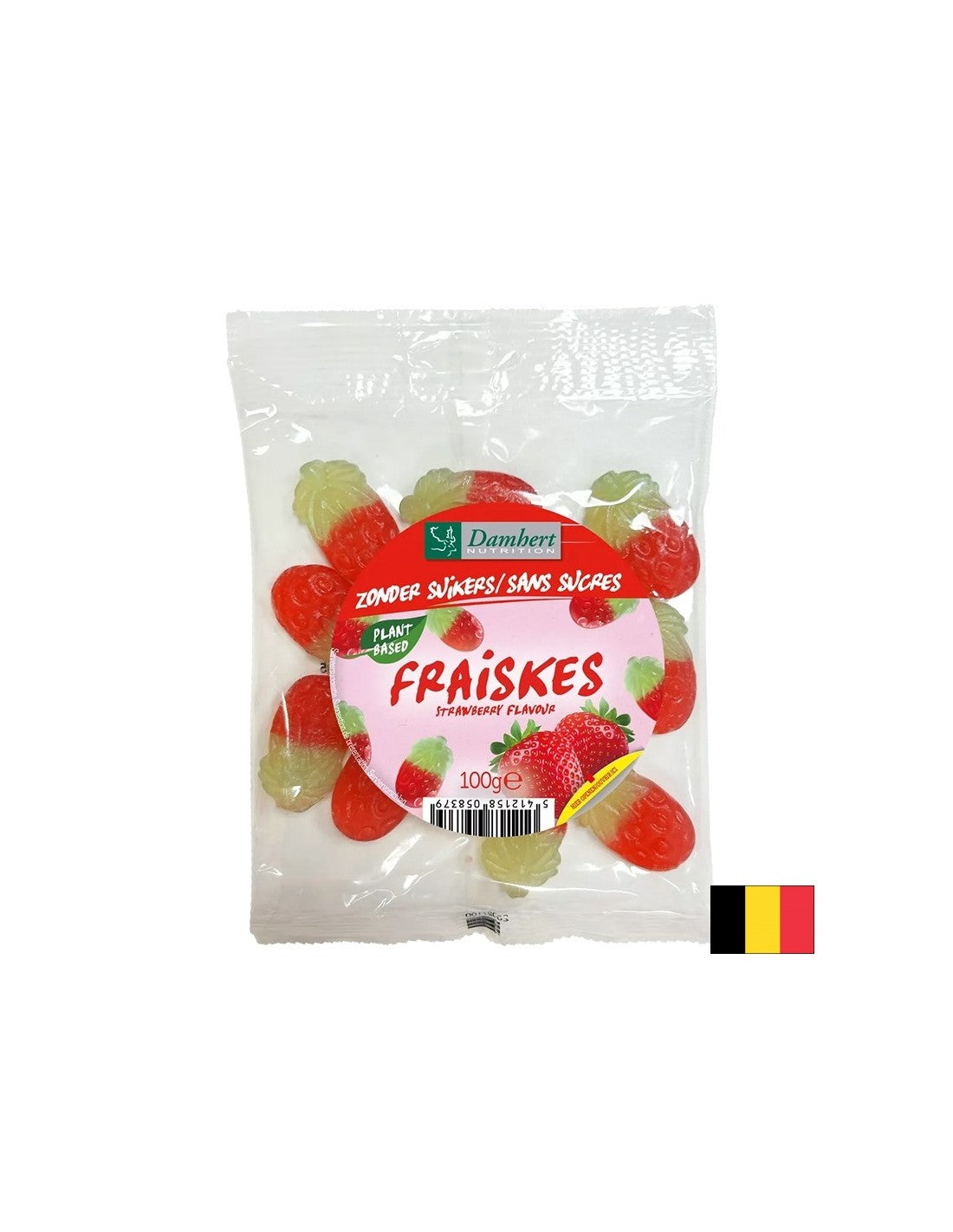 Žuvacie cukríky s jahodovou chuťou (bez cukru), 100 g