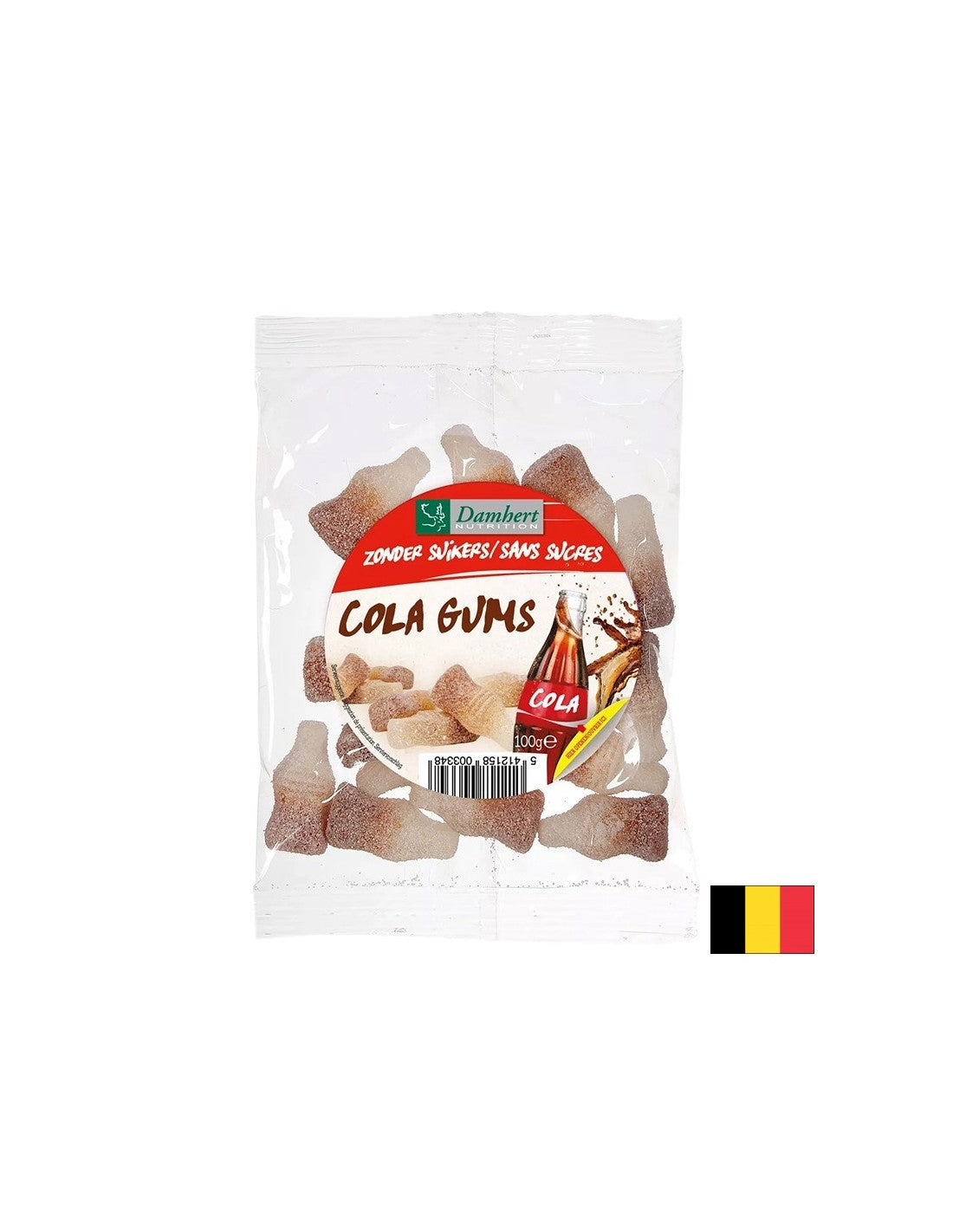 Žuvacie želé cukríky s príchuťou coly (bez cukru), 100 g