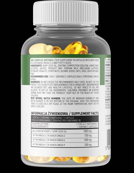 Olej konope / Omega 3-6-9 Komplex 90 gélových kapsúl