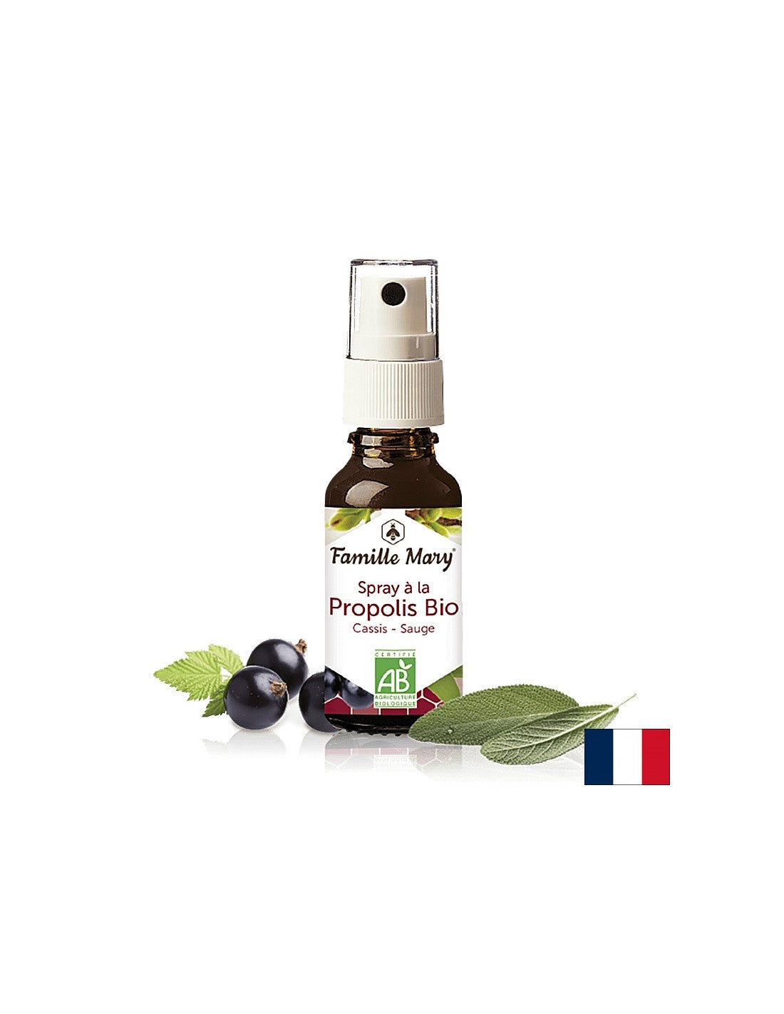 Spray à la propolis bio / krk sprej s hnedou propolisom, šalvia a čiernym rítom, 20 ml famille Mary