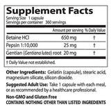 Najlepšie betaine HCl 650 mg / s bittermi Pepsin a Gentian - 360 kapsúl