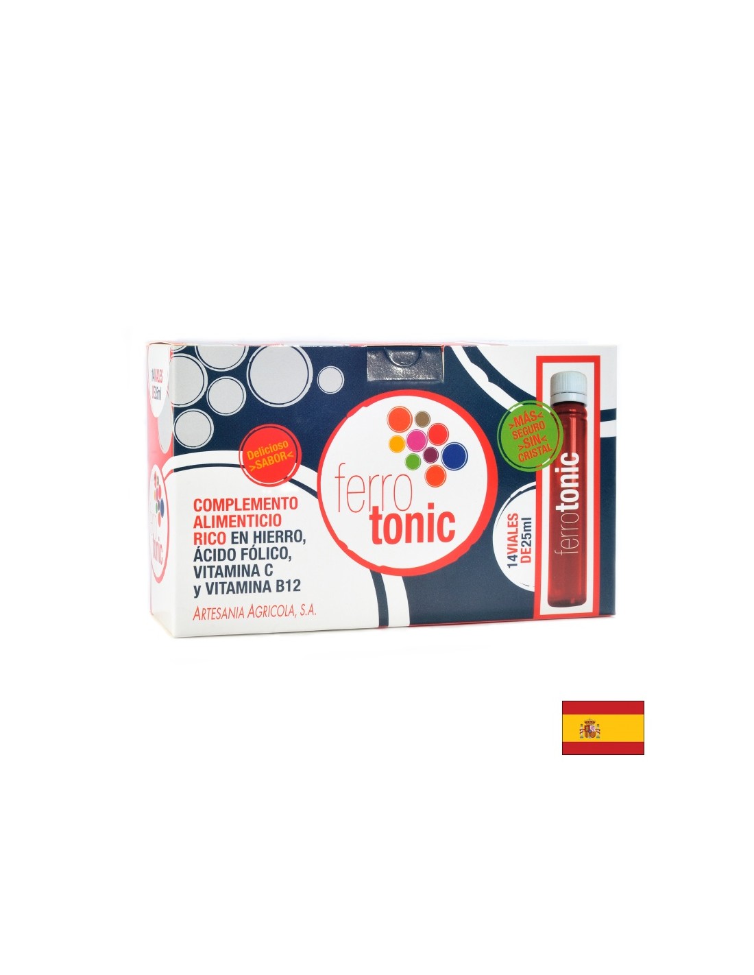 Železo + kyselina listová a vitamíny B12 a C - Ferro Tonic - Tonic Blood, Ochrana pred anémiou a únavou, 14 ampoules x 25 ml