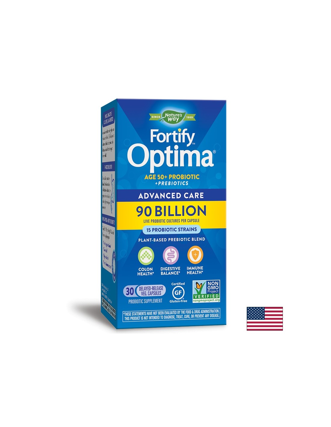 Fortify Optima® Advanced Care Vek 50+ Fortif Optima Probiotic + Prebiotics, 90 miliárd aktívnych probiotík, 30 kapsúl prírody