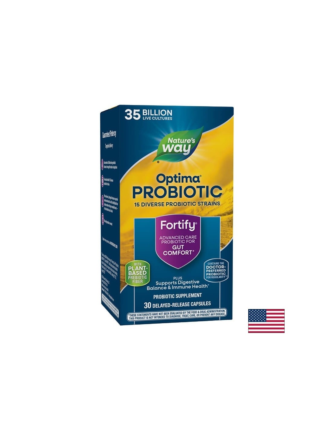 Fortify ™ Optima® Daily Probiotic + Prebiotic - Fortif Optima Probiotic, 35 miliárd aktívnych probiotík, 30 kapsúl prírody