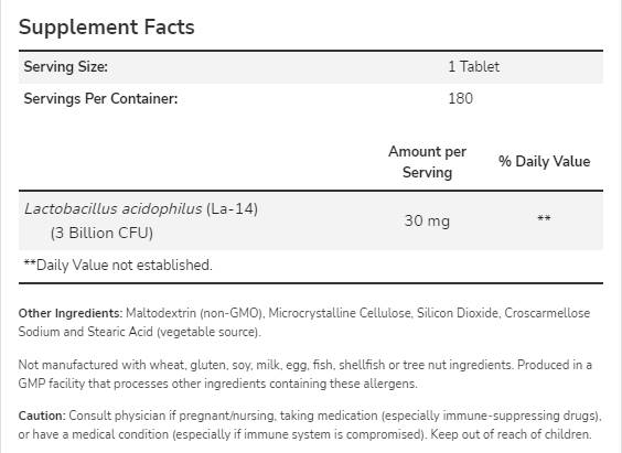Acidophilus tri miliardy - 180 tabliet