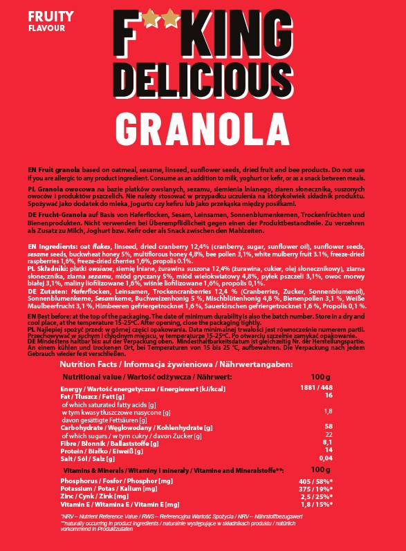 F ** King Delicious Granolla | Ovocné - 300 gramov