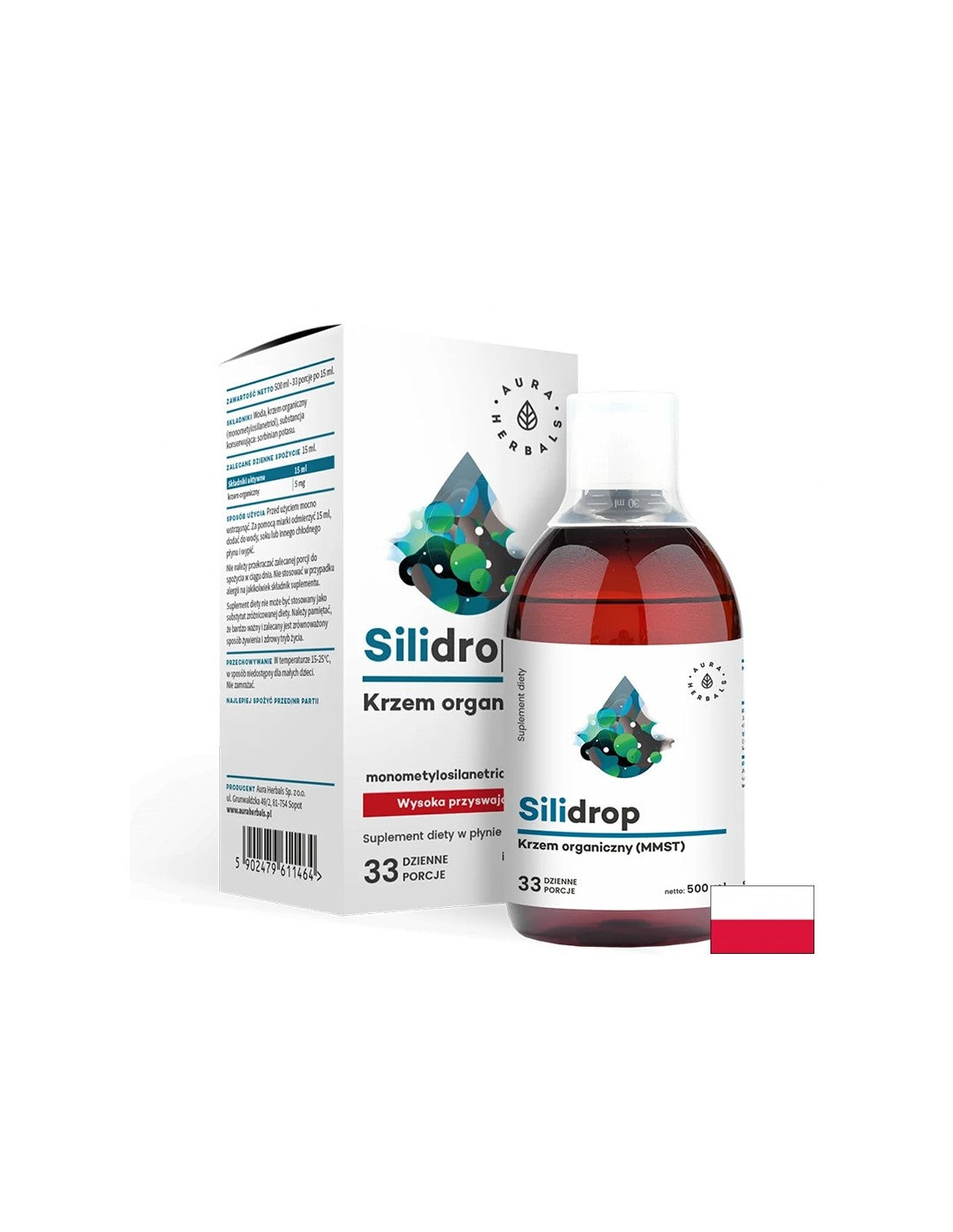 Starostlivosť o vlasy, pokožku a nechty - Organický kremík - Silidrop, 5 mg x 500 ml <tc>Aura Herbals</tc>