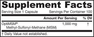 MSM sulfur 1000 mg - 100 капсули