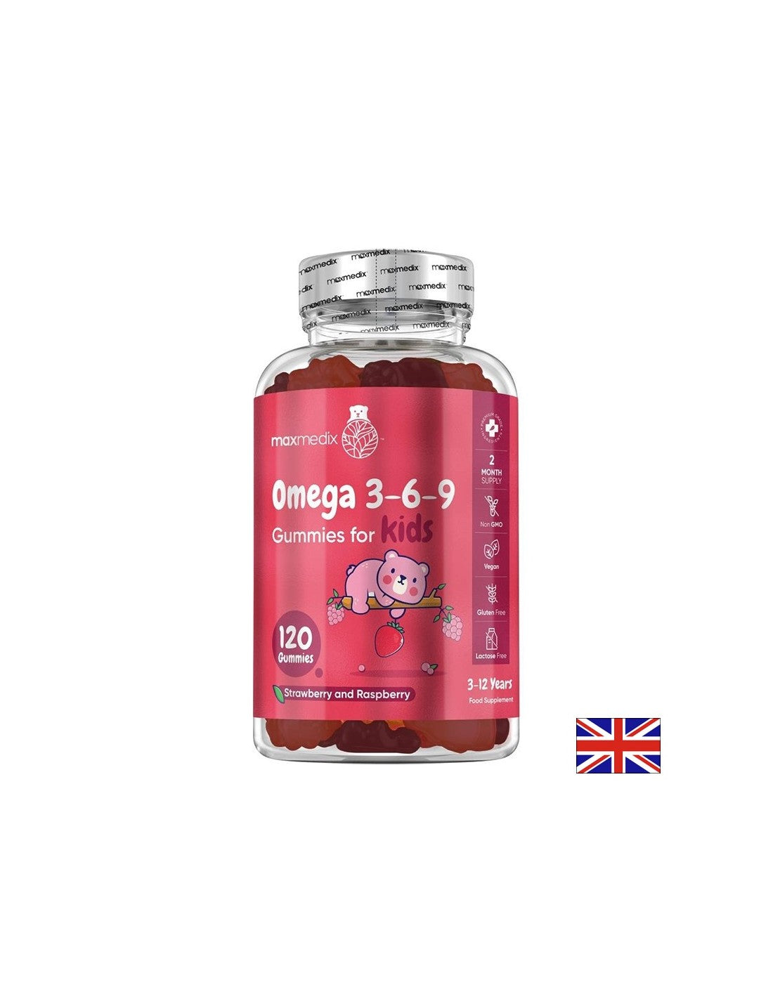 Imunita a funkcia mozgu-Omega 3-6-9 pre deti, 120 želé tablety, jahodové a malinové príchuť