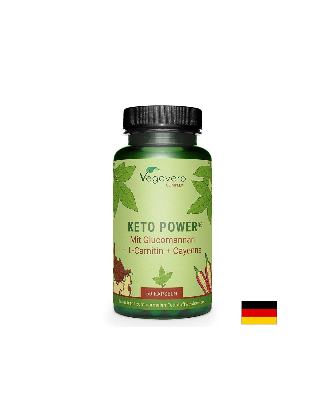 Keto Power® s glukomannanom, L-karnitínom a kajenským korením, 60 kapsúl