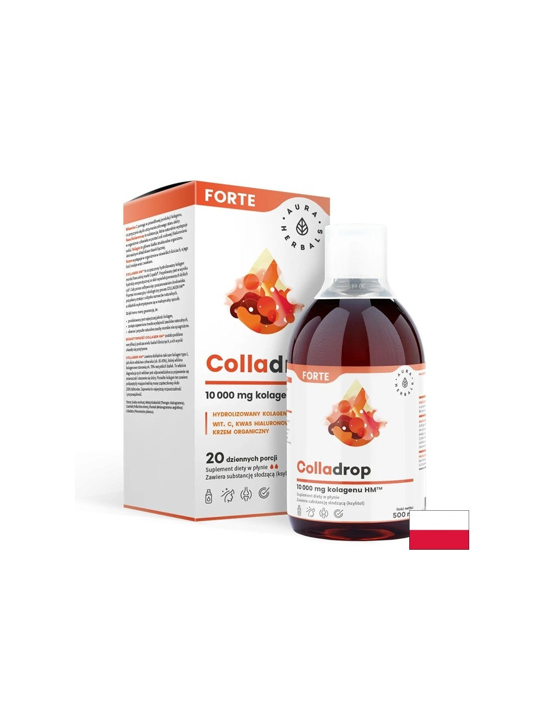 Vlasy, koža a nechty - kolagén Forte HM ™ (s kyselinou hyalurónovou, vitamín C a kremík), 500 ml