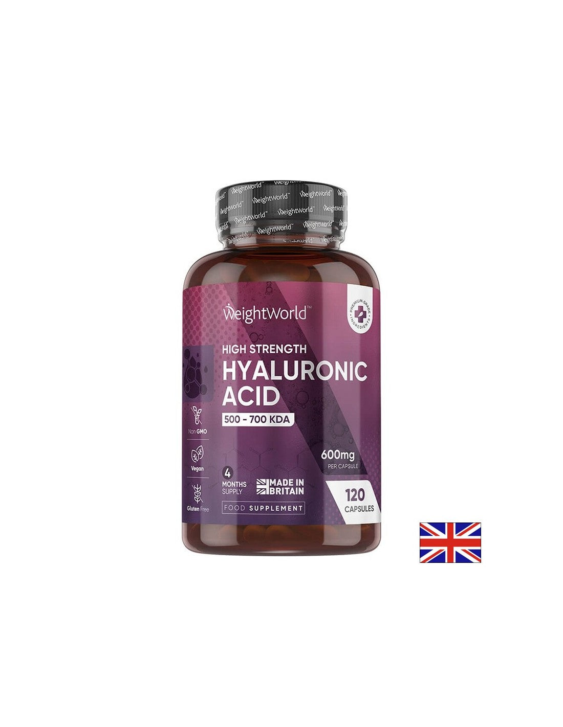 Vlasy, koža, nechty - kyselina hyalurónová, kapsuly 600 mg x 120